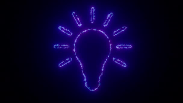 暗い背景に光る電球のアニメーションが定期的に色を変える — ストック動画
