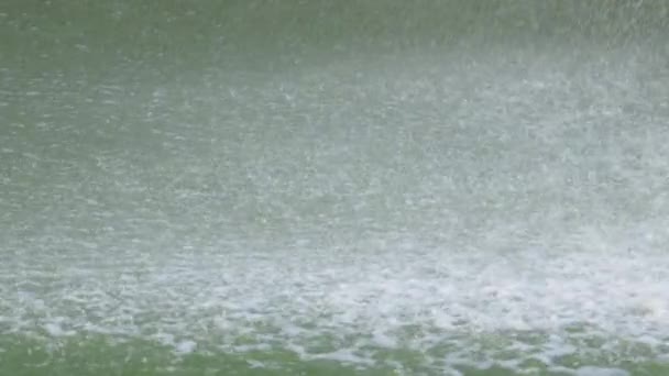 風による激しい雨が川の表面に降る — ストック動画