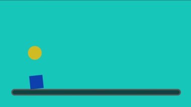 Birbirlerine dokunup etkileşen farklı şekillerdeki nesnelerin basit 2D animasyonu. Ekleme için boş şablon.