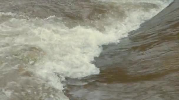 Przepływ Wody Błotem Pianą Podczas Ulewnego Deszczu — Wideo stockowe