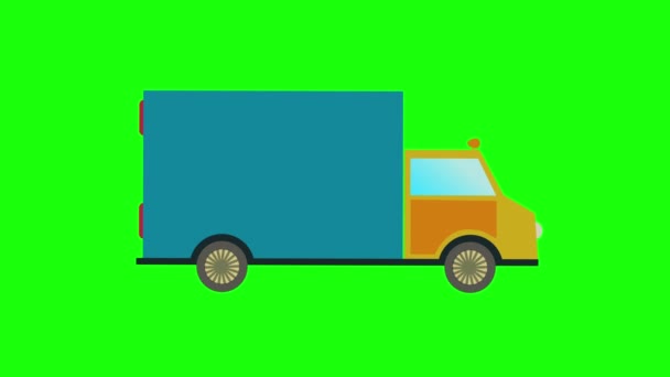 Animação Gráfica Caminhão Entrega Fundo Verde Movimento Loop — Vídeo de Stock