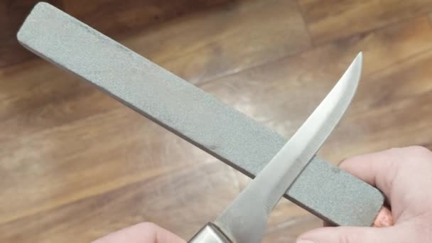 Cuchillo Afilador Con Barra Abrasiva — Vídeo de stock