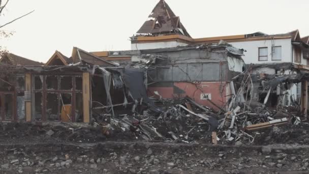 Edifício Residencial Destruído Após Ataque Mísseis Russos Ucrânia — Vídeo de Stock