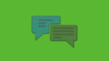 Animation of text message chat bubbles on green background..