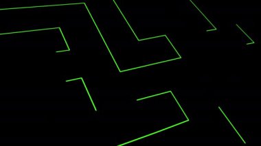 Siyah arkaplandan yeşil arkaplana geçiş ve geri dönüş. Soyut çizgiler görünür ve boşluğu tek bir renkle doldurur..