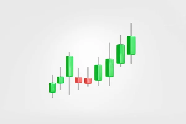 Weergave Kandelaar Grafiek Isoleren Witte Achtergrond Illustratie Van Financiële Aandelenmarkten — Stockfoto