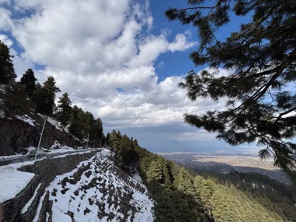 Güzel Gulmarg vadisi karla kaplı ve yüksek dağlarla çevrili.