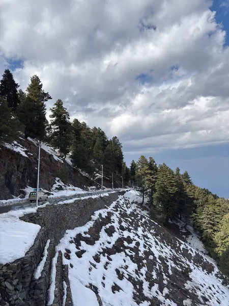 Güzel Gulmarg vadisi karla kaplı ve yüksek dağlarla çevrili.