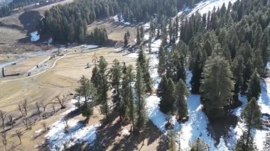 Pahalgam Kaşmir 'deki Hazan Vadisi' nin güzel manzarası. Etrafı orman ve dağlarla çevrili.
