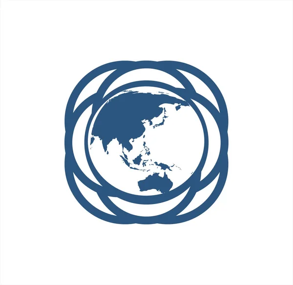 Logotipo Conexión Tierra Global Icono Vector — Vector de stock