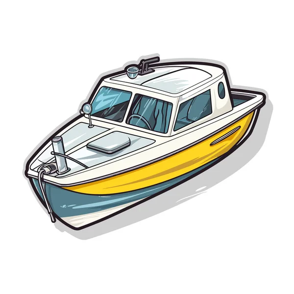 Ein Kleines Motorboot Motorbootverleih Wartung Und Service Von Motorbooten Zeichentrickvektorillustration — Stockvektor