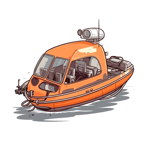 Maintenance Service Motor Boats Small Motorboat Motorboat Rental Cartoon Vector — Stock Vector
