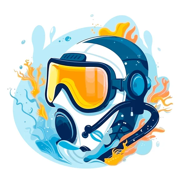 Recreational Snorkeling Diving Rental Equipment Divers Diving Swimming School Cartoon — Stock Vector