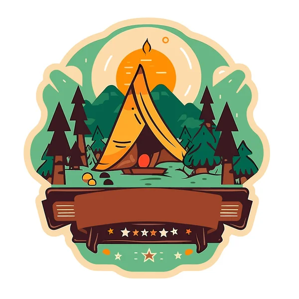 Camping Dans Une Tente Dans Nature Vacances Été Aventures Dans — Image vectorielle