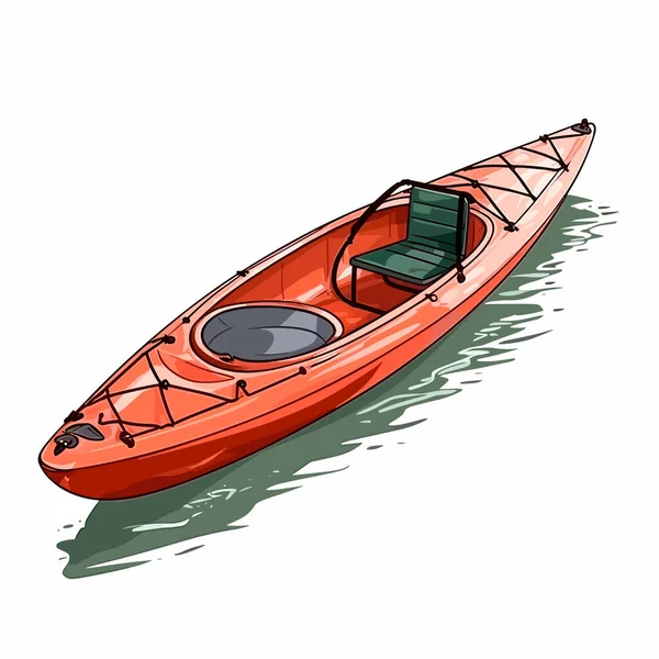 Kayak Rental Water Sports Cartoon Vector Illustration Label Sticker Shirt — Stock Vector