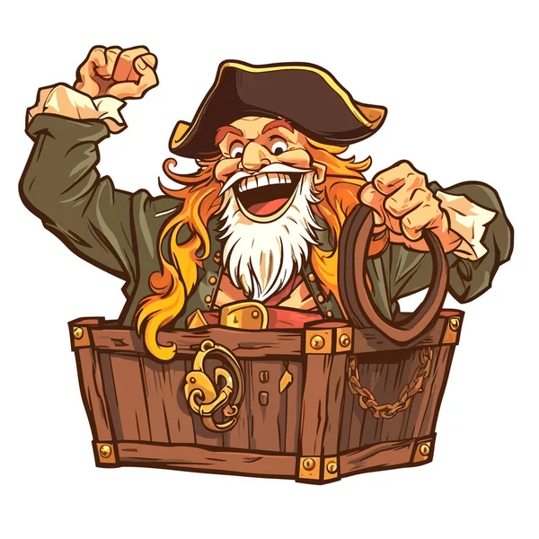 Pirata Temível Com Tesouro Roubado Aventura Dos Corsários Desenhos Animados — Vetor de Stock
