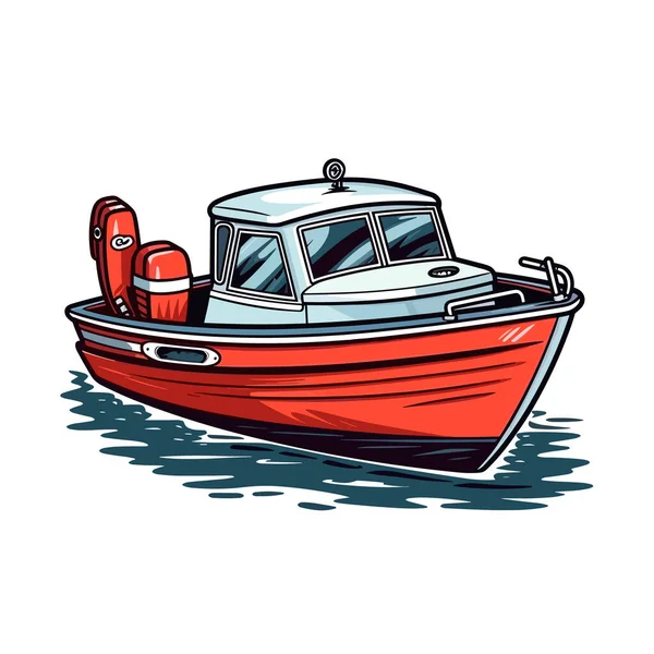 Wartung Und Service Von Motorbooten Ein Kleines Motorboot Motorbootverleih Zeichentrickvektorillustration — Stockvektor