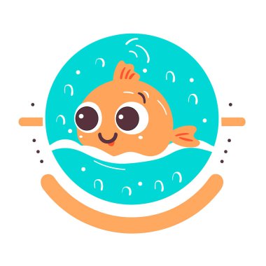 Çocuklar için yüzme okulu. Su havuzu ve yüzme havuzu. Çizgi film vektör çizimi. Etiket, etiket, tişört yazdırma