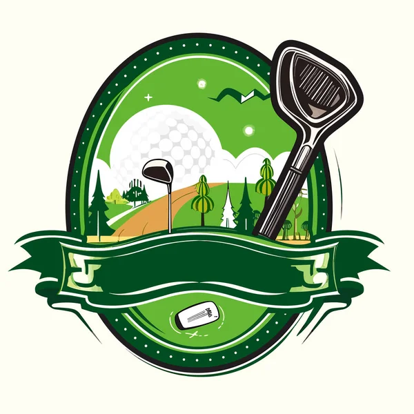 Clube Golfe Campo Golfe Treinador Golfe Instrutor Desenho Animado Ilustração — Vetor de Stock
