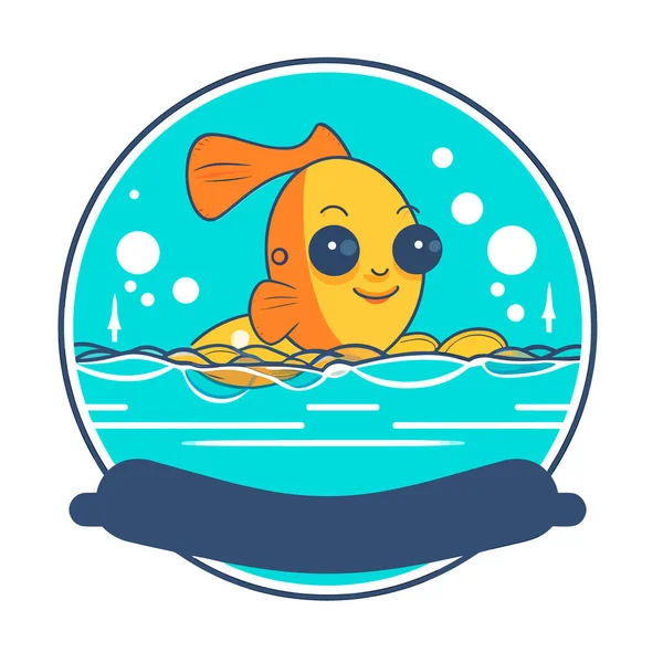 Schwimmschule Für Kinder Wasserbecken Und Planschbecken Zeichentrickvektorillustration Etikett Aufkleber Shirt — Stockvektor