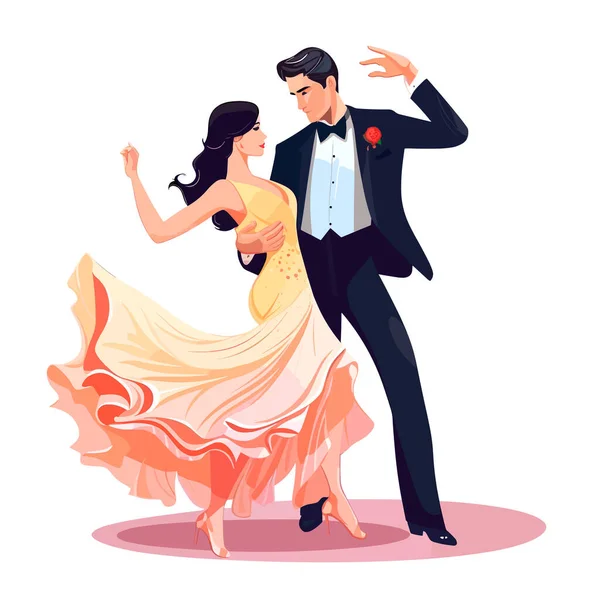 Bailes Sociales Estándar Latinoamericanos Escuela Baile Ilustración Vector Dibujos Animados — Vector de stock