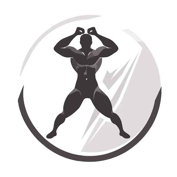 Athletic silhouette of a man exercising. Sports coach. Fitness center gym. The figure of a little fat dwarf. vector illustration, isolated background, label, sticker, t-shirt design