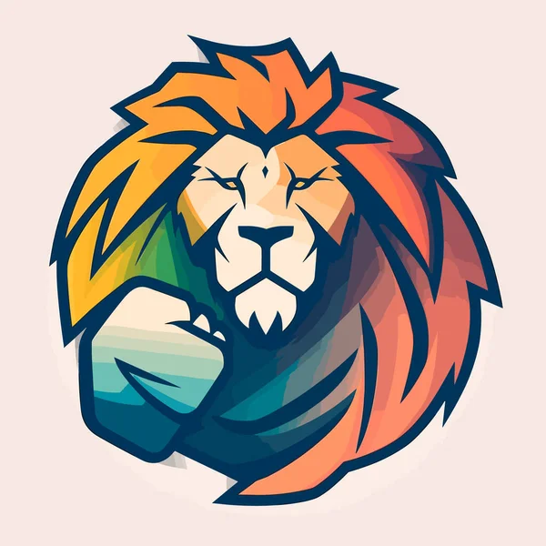 狮头和强壮的动物手臂的象征 矢量插图 孤立的背景 T恤衫设计 — 图库矢量图片