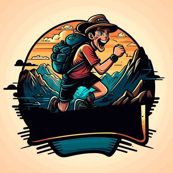 Vintage Explorador Pegatinas Desierto Aventura Gráficos Emblema Camping Ilustración Vectorial — Vector de stock