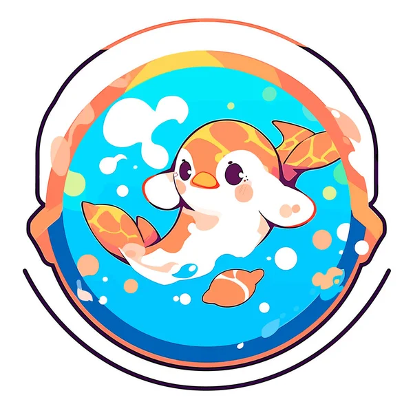 Das Symbol Des Schwimmenden Fisches Als Schwimmschule Cartoon Vektor Illustration — Stockvektor