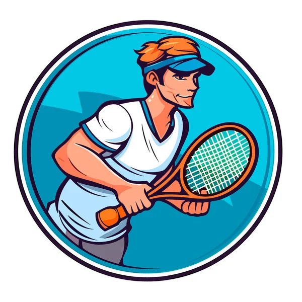 Homme Jouant Tennis Coach Tennis Club Tennis Illustration Vectorielle Dessin — Image vectorielle
