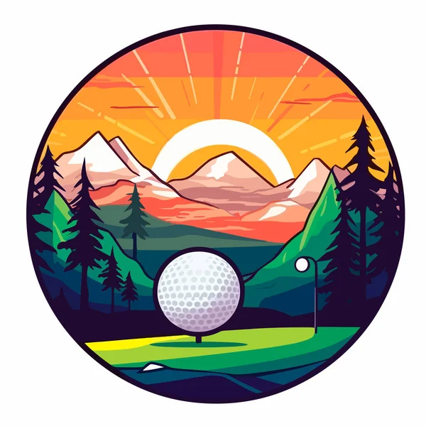Club Golf Balle Dans Herbe Symbole Équipement Sportif Illustration Vectorielle — Image vectorielle