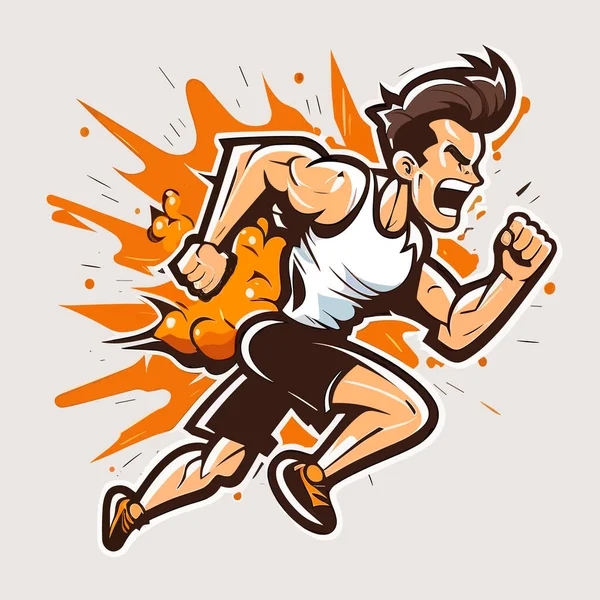 Άντρας Αθλητής Τρέχει Έξω Υγιεινός Τρόπος Ζωής Εικονογράφηση Φορέα Κινουμένων — Διανυσματικό Αρχείο