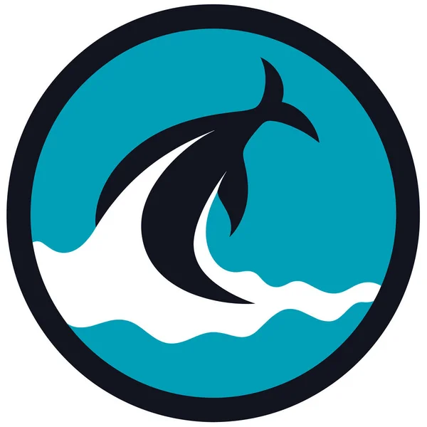 Abstract Symbol Aquatic Animal Swimming School Water Spa Aqua Park — Stock Vector