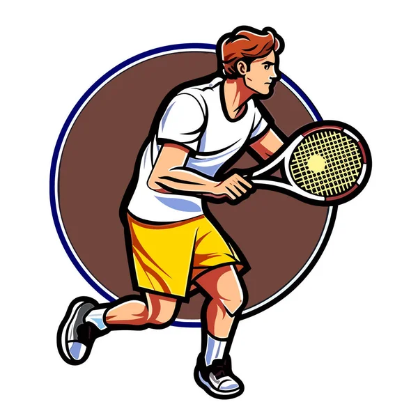 Homme Jouant Tennis Coach Tennis Club Tennis Illustration Vectorielle Dessin — Image vectorielle