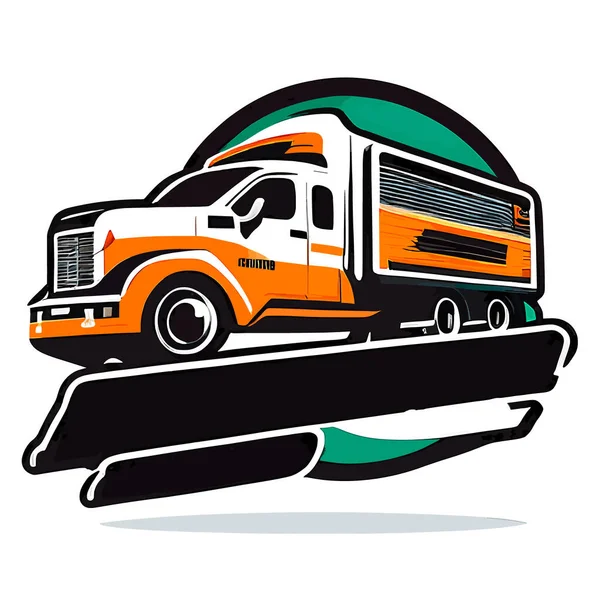 Expresbestelwagen Vervoert Pakketten Vectorillustratie Witte Achtergrond Label Sticker — Stockvector