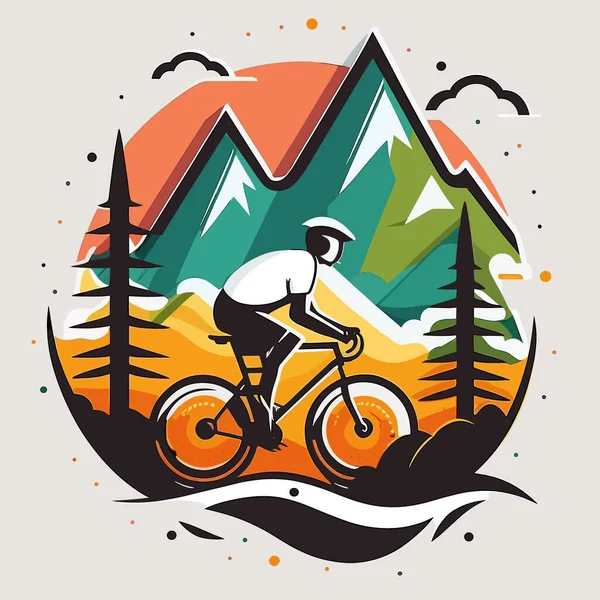 Ciclista Corrida Uma Bicicleta Disciplinas Desportivas Desenho Animado Ilustração Vetorial — Vetor de Stock