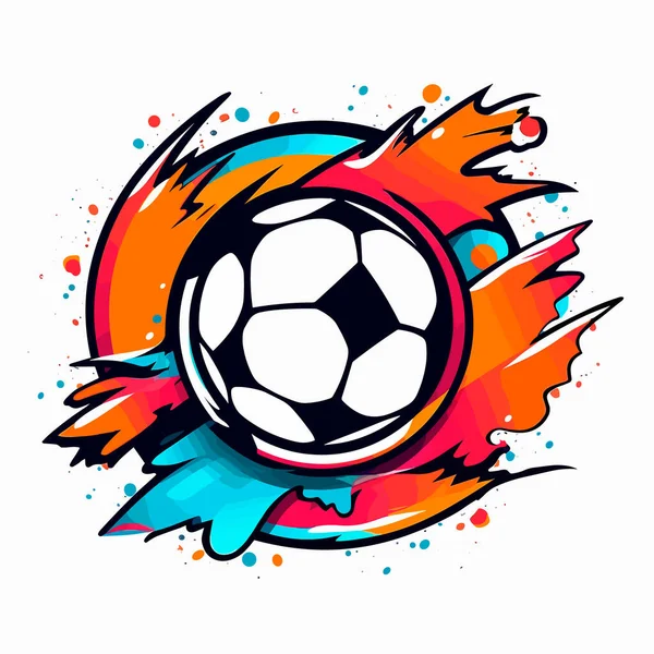 Футбольный Мяч Абстрактном Фоне Символ Спортивного Оборудования Векторная Иллюстрация Этикетка — стоковый вектор