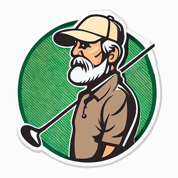 Homem Jogar Golfe Clube Disciplinas Desportivas Ilustração Logotipo Conjunto Ícones — Vetor de Stock