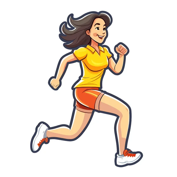 Eine Joggerin Trainiert Für Ihren Morgendlichen Lauf Cartoon Vektor Illustration — Stockvektor