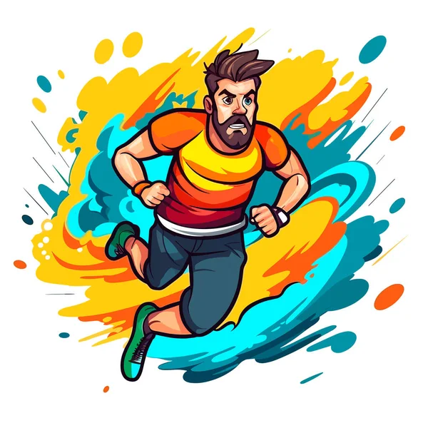 Ein Ausdauermarathonläufer Trainiert Das Laufen Sportdisziplinen Cartoon Vektor Illustration Weißer — Stockvektor