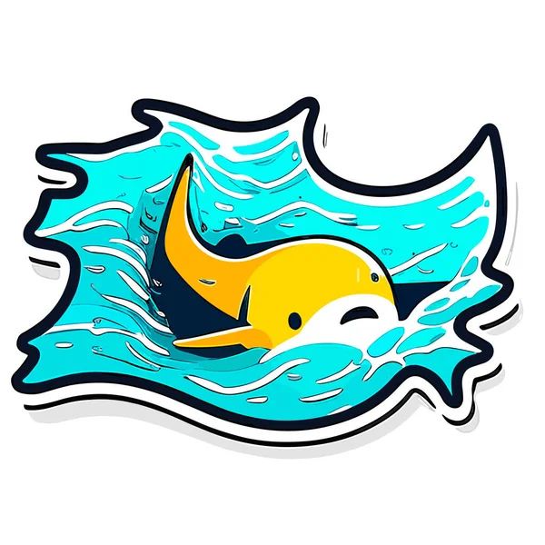 Symbol Pływającej Ryby Jako Szkoły Pływania Basen Ilustracja Wektor Kreskówki — Wektor stockowy