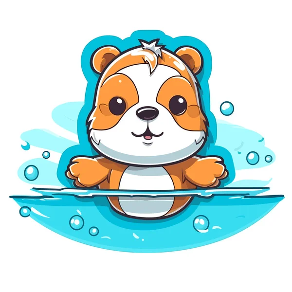 Schwimmschule Symbol Für Einen Zeichentrickbär Der Schwimmen Lernt Cartoon Vektor — Stockvektor