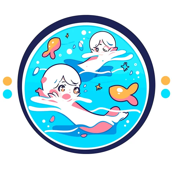 Schwimmbad Für Kinder Symbol Für Kleine Kinder Cartoon Vektor Illustration — Stockvektor