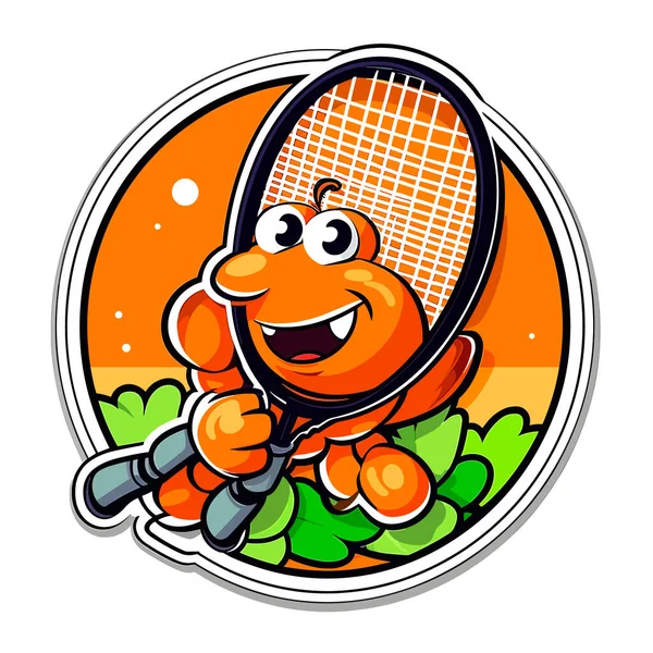 Dessin Animé Une Batte Tennis Sport Mode Vie Sain Illustration — Image vectorielle