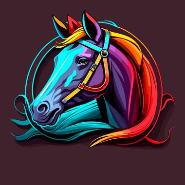 Abstract picture of a horse's head. Horse riding school. Cartoon vector illustration. isolated background, label, sticker clipart