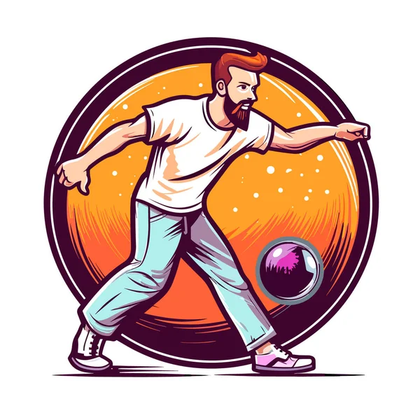 Боулинг Бросает Мяч Вектор Логотипа Боулинга Карикатура Изолированный Фон — стоковый вектор