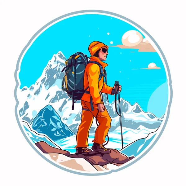 Tourist Berggipfel Aktives Lebenskonzept Sportdisziplinen Cartoon Vektor Illustration Weißer Hintergrund — Stockvektor