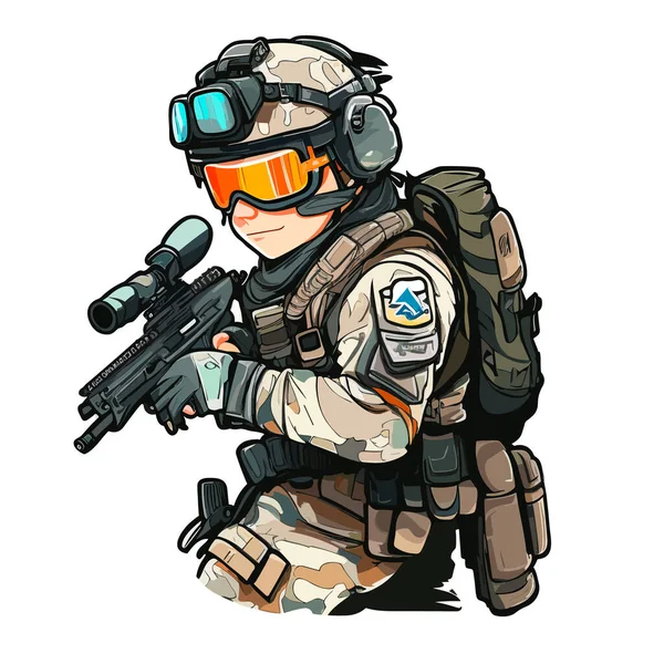 Airsoft Player Professional Equipment Sniper Rifle Hand Cartoon Vector Illustration — Stock Vector