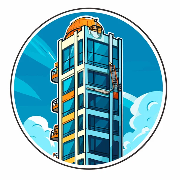 Window Cleaning High Rise Buildings Dangerous Work Heights Buildings — Stock Vector