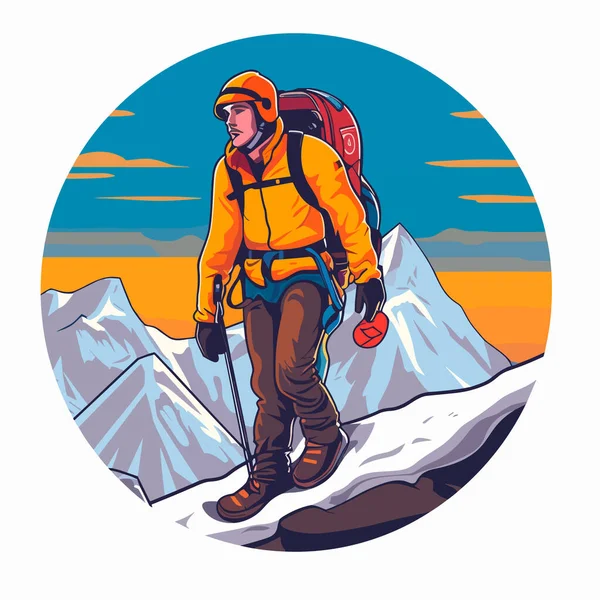 Toerist Bergtop Actief Levensconcept Sportdisciplines Cartoon Vector Illustratie Witte Achtergrond — Stockvector